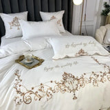 Chic Gold Embroidery Duvet Cover set Luxury Brushed Cotton Soft Warm Bedding set Bed sheet set Pillow shams Comforter Cover set