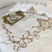 Chic Gold Embroidery Duvet Cover set Luxury Brushed Cotton Soft Warm Bedding set Bed sheet set Pillow shams Comforter Cover set