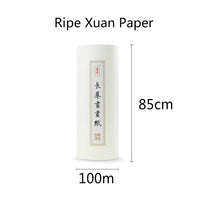 Chinese Calligraphy Paper Antique Method Handmade Bamboo Pulp 100m Long Roll Paper Calligraphy Painting Half-Rice Xuan Paper