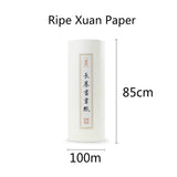 Chinese Calligraphy Paper Antique Method Handmade Bamboo Pulp 100m Long Roll Paper Calligraphy Painting Half-Rice Xuan Paper