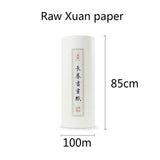 Chinese Calligraphy Paper Antique Method Handmade Bamboo Pulp 100m Long Roll Paper Calligraphy Painting Half-Rice Xuan Paper