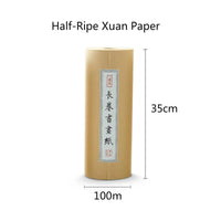 Chinese Calligraphy Paper Antique Method Handmade Bamboo Pulp 100m Long Roll Paper Calligraphy Painting Half-Rice Xuan Paper