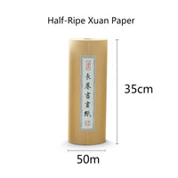 Chinese Calligraphy Paper Antique Method Handmade Bamboo Pulp 100m Long Roll Paper Calligraphy Painting Half-Rice Xuan Paper