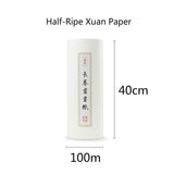 Chinese Calligraphy Paper Antique Method Handmade Bamboo Pulp 100m Long Roll Paper Calligraphy Painting Half-Rice Xuan Paper