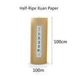 Chinese Calligraphy Paper Antique Method Handmade Bamboo Pulp 100m Long Roll Paper Calligraphy Painting Half-Rice Xuan Paper