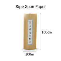 Chinese Calligraphy Paper Antique Method Handmade Bamboo Pulp 100m Long Roll Paper Calligraphy Painting Half-Rice Xuan Paper