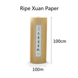 Chinese Calligraphy Paper Antique Method Handmade Bamboo Pulp 100m Long Roll Paper Calligraphy Painting Half-Rice Xuan Paper