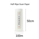 Chinese Calligraphy Paper Antique Method Handmade Bamboo Pulp 100m Long Roll Paper Calligraphy Painting Half-Rice Xuan Paper