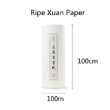 Chinese Calligraphy Paper Antique Method Handmade Bamboo Pulp 100m Long Roll Paper Calligraphy Painting Half-Rice Xuan Paper