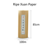 Chinese Calligraphy Paper Antique Method Handmade Bamboo Pulp 100m Long Roll Paper Calligraphy Painting Half-Rice Xuan Paper