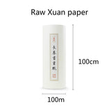 Chinese Calligraphy Paper Antique Method Handmade Bamboo Pulp 100m Long Roll Paper Calligraphy Painting Half-Rice Xuan Paper