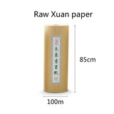 Chinese Calligraphy Paper Antique Method Handmade Bamboo Pulp 100m Long Roll Paper Calligraphy Painting Half-Rice Xuan Paper