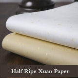 Chinese Handmade Half Ripe Gold Foil Rice Paper Chinese Calligraphy Brush Pen Creation Works Xuan Paper Chinese Painting Papier