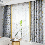 Chinese Style Flower Bird Stitching Printed Curtain Modern Simple Curtains for Living Room Bedroom Classical Curtains Decoration