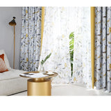 Chinese Style Flower Bird Stitching Printed Curtain Modern Simple Curtains for Living Room Bedroom Classical Curtains Decoration