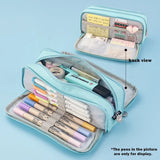 Color Angoo  Travel Stationery Pen Canvas Pencil Pouch Sided Case Double School Bag Storage Macaron Special Pocket Dual