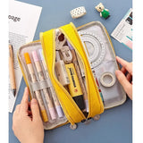 Color Angoo  Travel Stationery Pen Canvas Pencil Pouch Sided Case Double School Bag Storage Macaron Special Pocket Dual