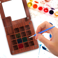 AOOKMIYA AOOKMIYA  Compartment Wooden Palette Student Tray Portable Painter Watercolor Case Artist Mini Pallet