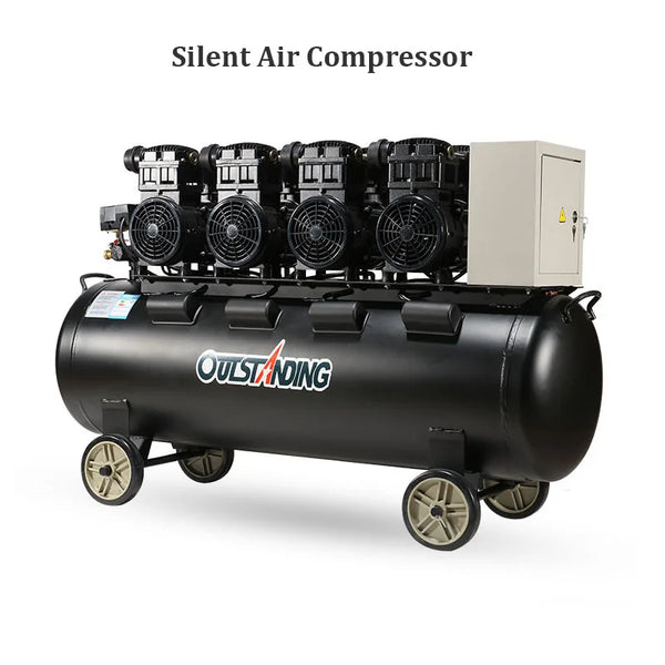 Compressor de ar sem óleo para madeira, Bomba silenciosa grande para pintura, Classe Industrial 160 L