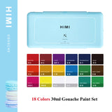 Conjunto de Pintura Guache Aquarela Pastel HIMI, Kit Pintura Artista, Iniciantes Profissionais, Aquarela, 18 24 Cores, 30ml Capacidade