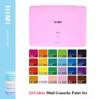 Conjunto de Pintura Guache Aquarela Pastel HIMI, Kit Pintura Artista, Iniciantes Profissionais, Aquarela, 18 24 Cores, 30ml Capacidade