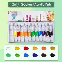 Conjunto de Tinta Acrílica Profissional em Tubos Grandes de 12ml, Pinturas Retratos em Tela, Cores Ricas Vívidas, Artistas, Estudantes, Iniciantes