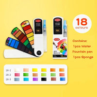 Conjunto de Tinta Aquarela Sólida para Iniciantes, Pigmento com Caneta, Pintura de Arte Suprimentos, Paleta, 18 Cores, 24 Cores, 36 Cores, 42 Cores