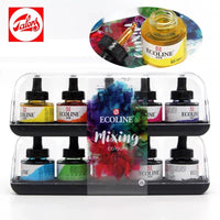 Conjunto de Tinta Ecoline Solúvel em Água, 5 Cores, 10 Cores, 30ml, Montar, Suprimentos de Desenho, Ferramenta de Ilustração