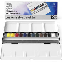 Conjunto de Tintas Aquarela Winsor e Newton-Algodão, Viagem Complementar Cor Metal Bata, Artista Pigmento Aquarelle, 12 Meias Panelas