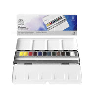 Conjunto de Tintas Aquarela Winsor e Newton-Algodão, Viagem Complementar Cor Metal Bata, Artista Pigmento Aquarelle, 12 Meias Panelas