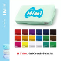 Conjunto de Tintas HIMI Guache, Tintas Aquarela do Artista, Arte Pintada por Paletas, Artista Não Tóxico, Taça Gelatina, 30ml, 18 24 Cores