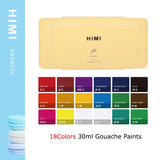 Conjunto de tintas guache HIMI Jelly, estojo de transporte, pintura aquarela opaca, iniciantes, perfeito para artistas, 30ml, 1oz, 18 24 cores