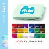 Conjunto de tintas guache HIMI Jelly, estojo de transporte, pintura aquarela opaca, iniciantes, perfeito para artistas, 30ml, 1oz, 18 24 cores