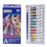 Conjunto profissional de tintas acrílicas, tubos pintados à mão, artista desenhar pintura pigmento, escova livre, 6ml, 12 cores