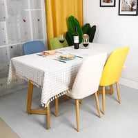 Cotton linen small check tablecloth tassel lace thickened simple pastoral style tea table table student tablecloth