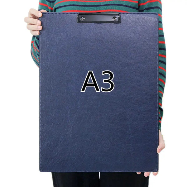 Couro do plutônio a3 clipboard grande papel de desenho tablet preto marrom almofada de escrita crianças desenho placa