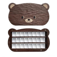 AOOKMIYA Cute Bear Walnut/Sapele Wooden Empty Watercolor Paint Box With Half Pans Professional Paint Palette Tray For Painting Art