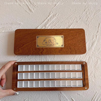 AOOKMIYA Cute Bear Walnut/Sapele Wooden Empty Watercolor Paint Box With Half Pans Professional Paint Palette Tray For Painting Art