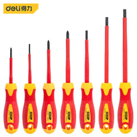 DELI 1/5/7/12PCS VDE Insulated Screwdriver Home Circuit Tool Insulation Isolation Current Electrician Cross Flat Screwdriver