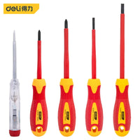 DELI 1/5/7/12PCS VDE Insulated Screwdriver Home Circuit Tool Insulation Isolation Current Electrician Cross Flat Screwdriver