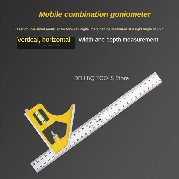 12 Combo-Square with Bubble Level Adjustable Right Angle Ruler Measuring  Tools