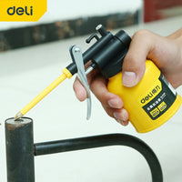 DELI 500ML Clear Oil Can High Pressure Oiler Grease Gun Extended Sprinkler Plastic Oil Pump Cans Mini Home Injector Can