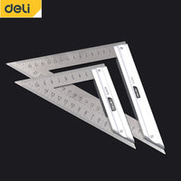 DELI  90 Degree Angle Ruler Stainless Steel L Shape Ruler Double Sided Ruler Measuring Tool Metal Straight Woodworking Tools