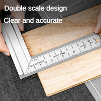 DELI  90 Degree Angle Ruler Stainless Steel L Shape Ruler Double Sided Ruler Measuring Tool Metal Straight Woodworking Tools