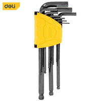 DELI 9pcsL Type Double-End Screwdriver Hex Wrench End Hex Key Set Ball End Hex Key with Black Finish Set Repair Hand Tool Set