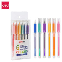 DELI Color Gel Pen 6 Colors Set 0.5mm Colorful Hightlight Writing Pen School Stationery Gel Ink Pens