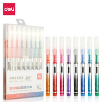 DELI Colored Gel Pen ink 8 Color Roller Ball Pen 0.5mm Fast Dry Office School Mark writing Stationery gift cute Roller pens