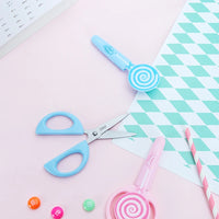 DELI DIY Craft Scissors Lovely Lollipop Shaped Safty Scissors for Kids Children Students Paper Cutting Tool