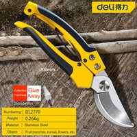 DELI Durable Pruning Shear Garden Tools Safety Labor saving High Carbon Steel scissors Gardening Plant Sharp Branch Pruners