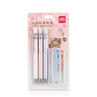 DELI Mechanical Pencil Set With HB Lead Replacement Retractable Pencils Refill for Students Stationery